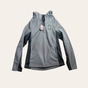 Spyder Men’s Half Zip Hooded Pullover Jacket in Polar Gray Black Size M